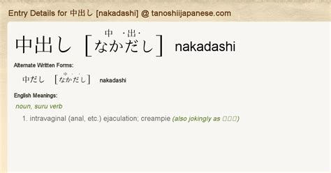 meaning of nakadashi|Definition of 中だし .